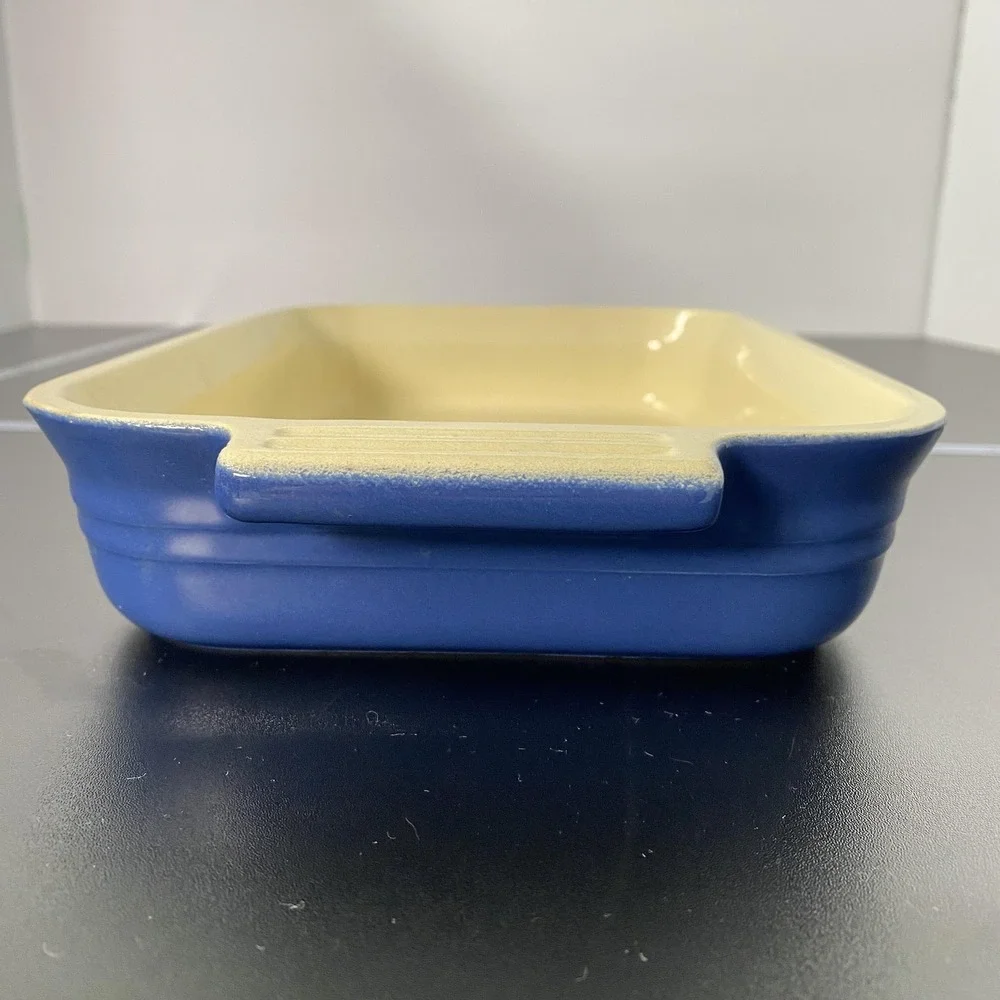 Le Creuset Rectangular Baking Dish 10x7x2 Blue Ceramic Pan France‎ Bakeware